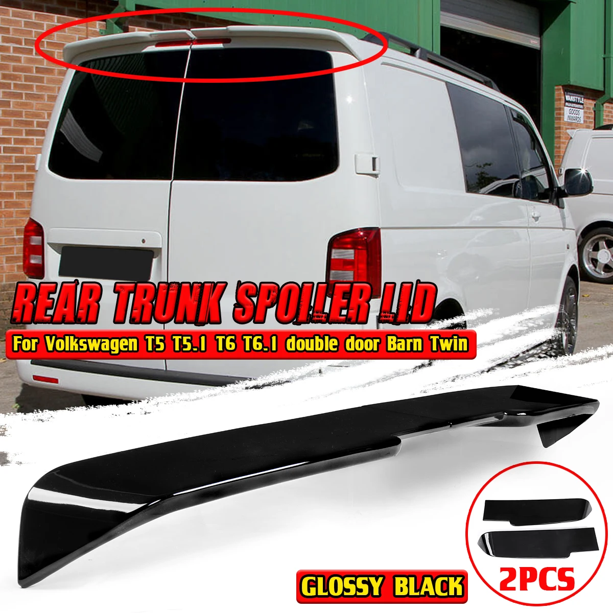 T5 Car Rear Spoiler Wing Trunk Lip For Volkswagen For VW T5 T5.1 For T6 T6.1 Double Door Barn Twin Car Tail Wing Decoration