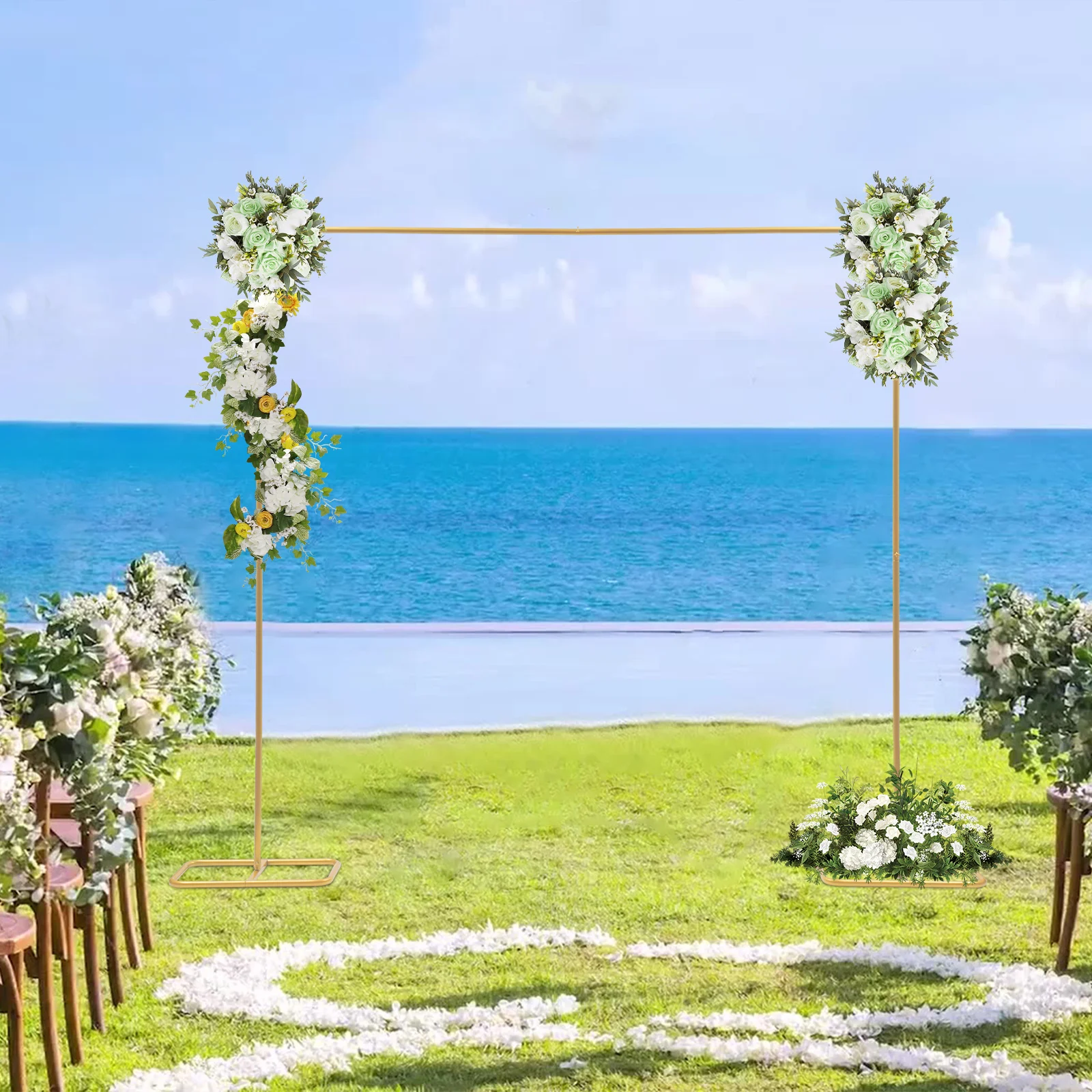 

Wedding Arch Rack, Gold Iron Design, 2x2.1M, Sturdy Construction, Perfect for Wedding Decorations, Birthday Parties, and Event