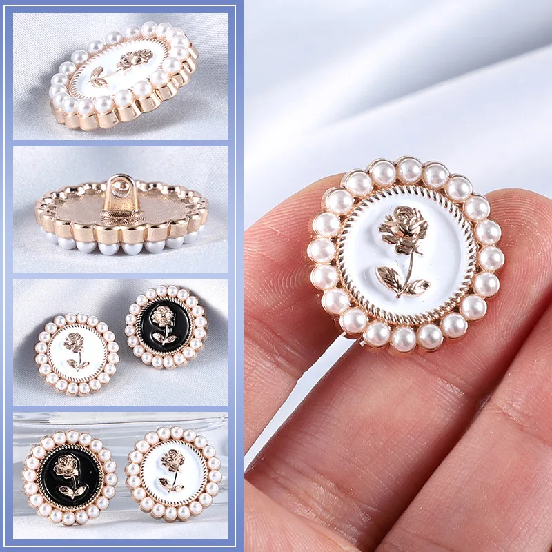 10pcs/Pack Fashion Pearl Button High end Metal Retro Sweater cardigan Versatile Clothes Cashmere Coat High end Button