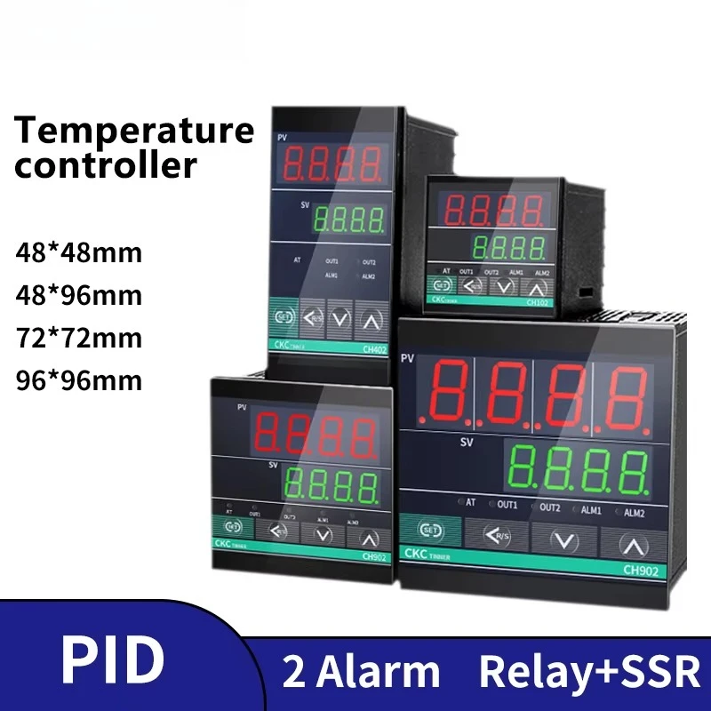 Dual Output SSR and Relay CH102 CH402 CH702 CH902 2 ALarms  LCD Digital PID Intelligent Temperature Controller 100-240VAC
