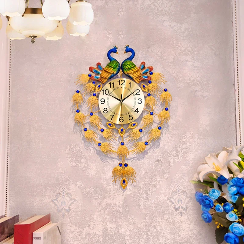 Peacock Nordic Wall Clocks Digital Luxury Art Mural Big Size Modern Wall Watch Design Silent Reloj Pared Living Room Decoration