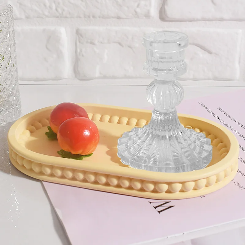 قالب بيضاوي فقاعة حبة الدانتيل صينية تخزين الراتنج قوالب عيد الميلاد الجص الاسمنت الحد الأدنى طبق قالب من السيليكون #3