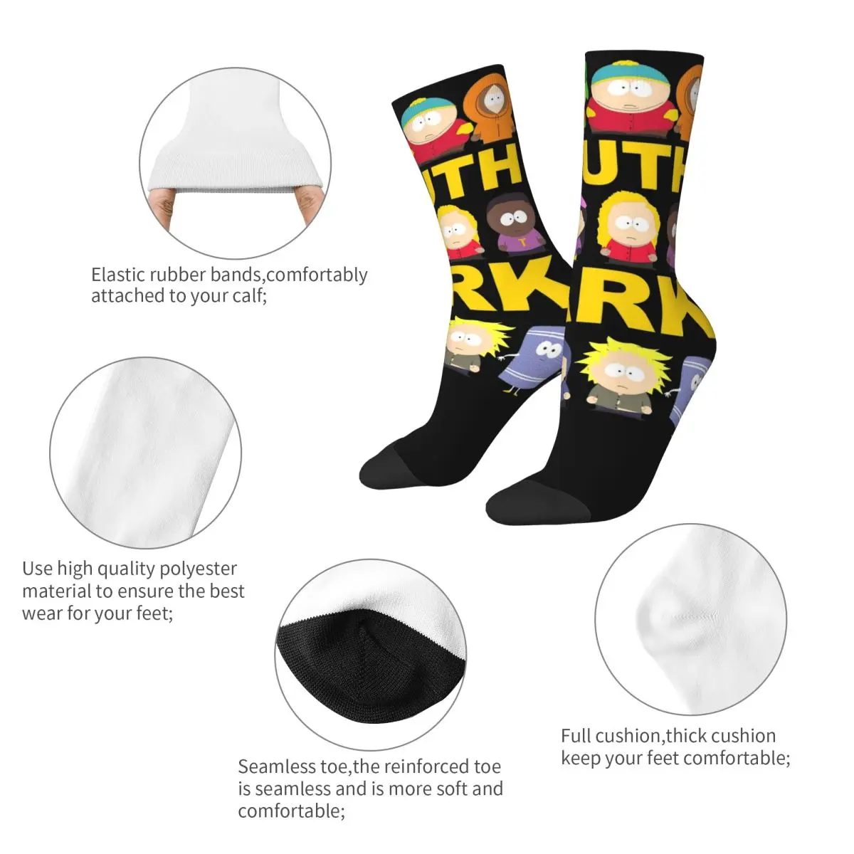 Cool Text Color Southpark Trey Parker Gift For Fans Design Theme Cozy Socks Stuff All Seasons Cotton Crew Socks Breathable