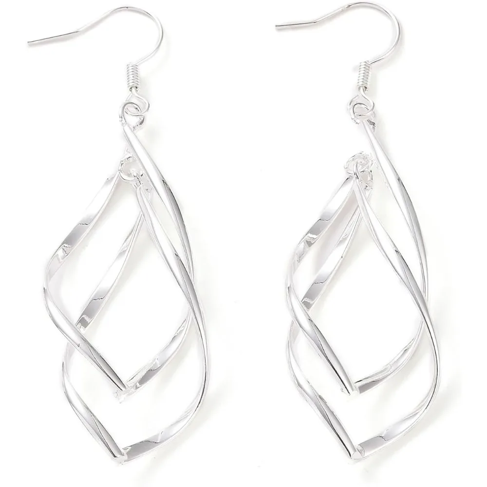 1 par de pendientes colgantes de latón, pendientes de Color plateado, decoración de cartílago, pendientes para mujer, collar DIY, pulsera, pendiente