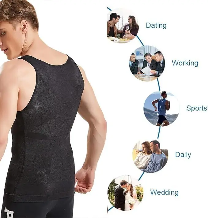 Men Compression Vest Slimming Body Shaper Undershirts Waist Trainer Tight Shapewear