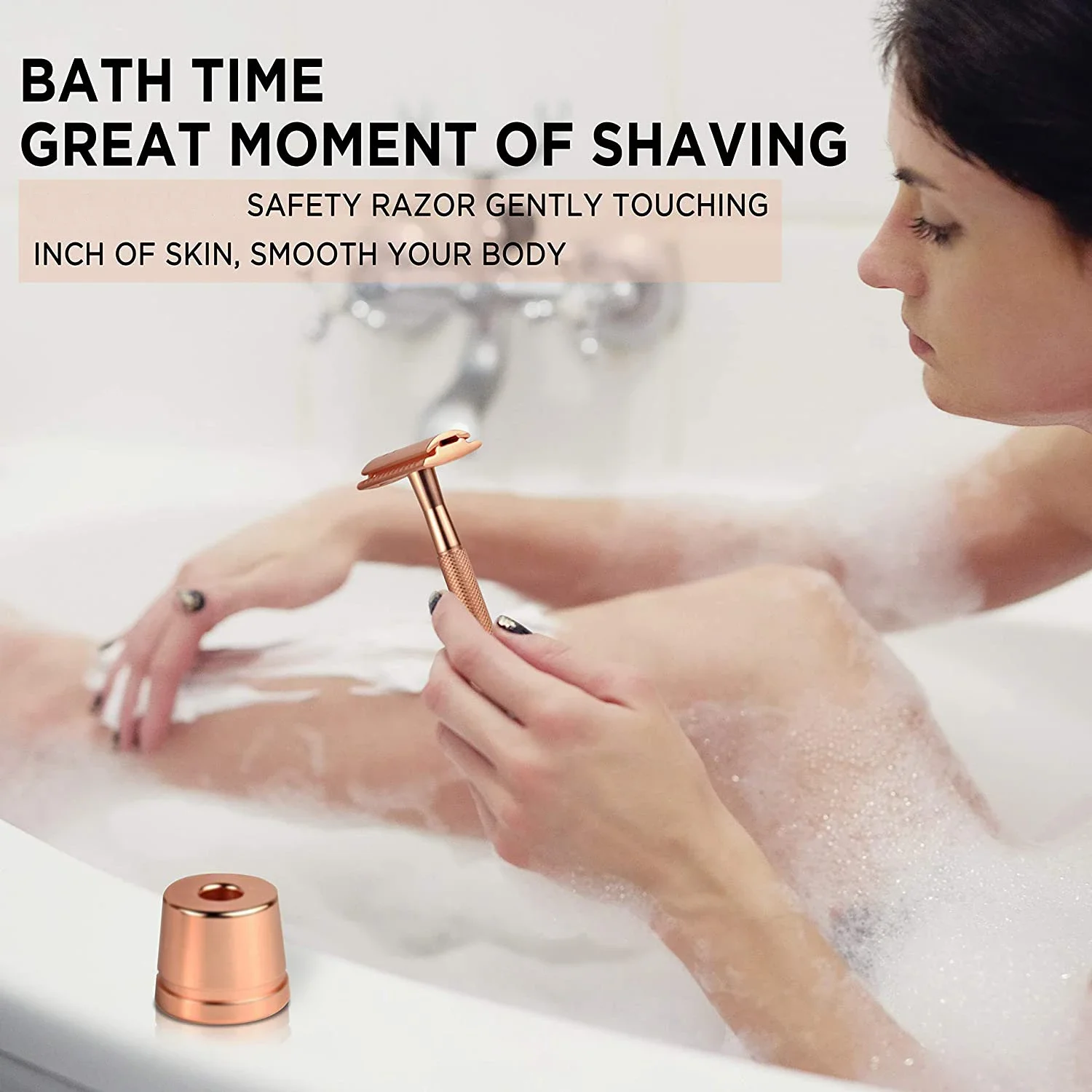 Safety Razor with Brass Weighted Handle and 5 Double Edge Safety Blade Refills,Single Blade Razor for Men, Designed for Coarse image 3