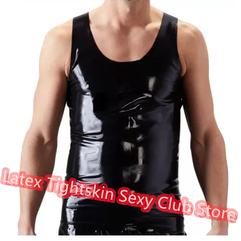 

Handmade Latex Men Sleeveless Shirt Man Sexy Tops Rubber Tank Vest Cosplay Costume