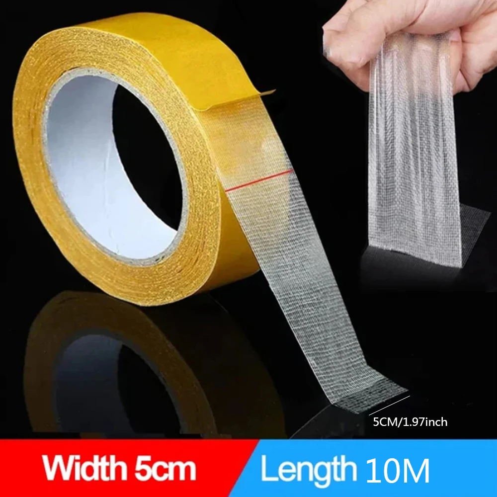 10m Strong Fixation Double Sided Tape Heavy Duty Translucent Mesh Waterproof Traceless Powerful Grid Carpet Adhesive Tape