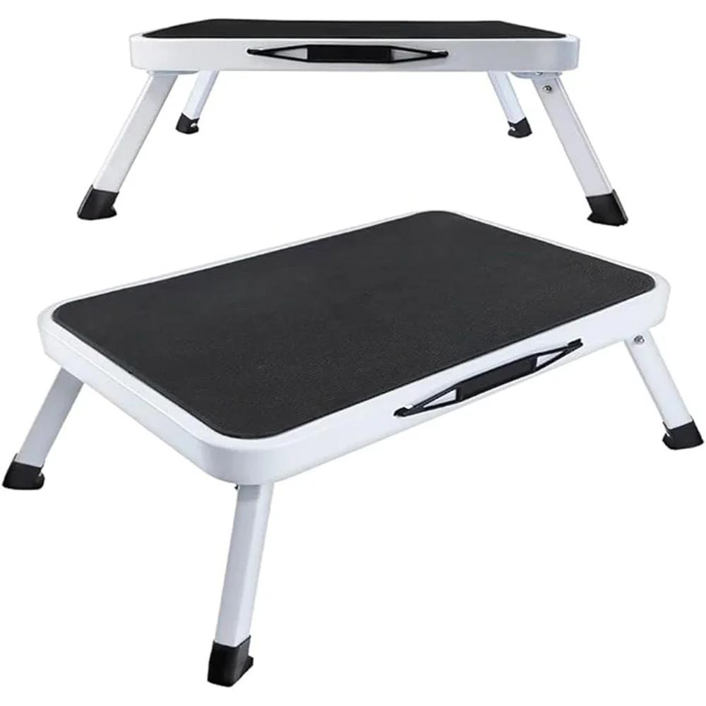 Step Stool Extra Wide Step Safety Non Slip Mat Heavy Duty Steel Folding Portable Kitchen Stool Home Garden Tool Stool Chair