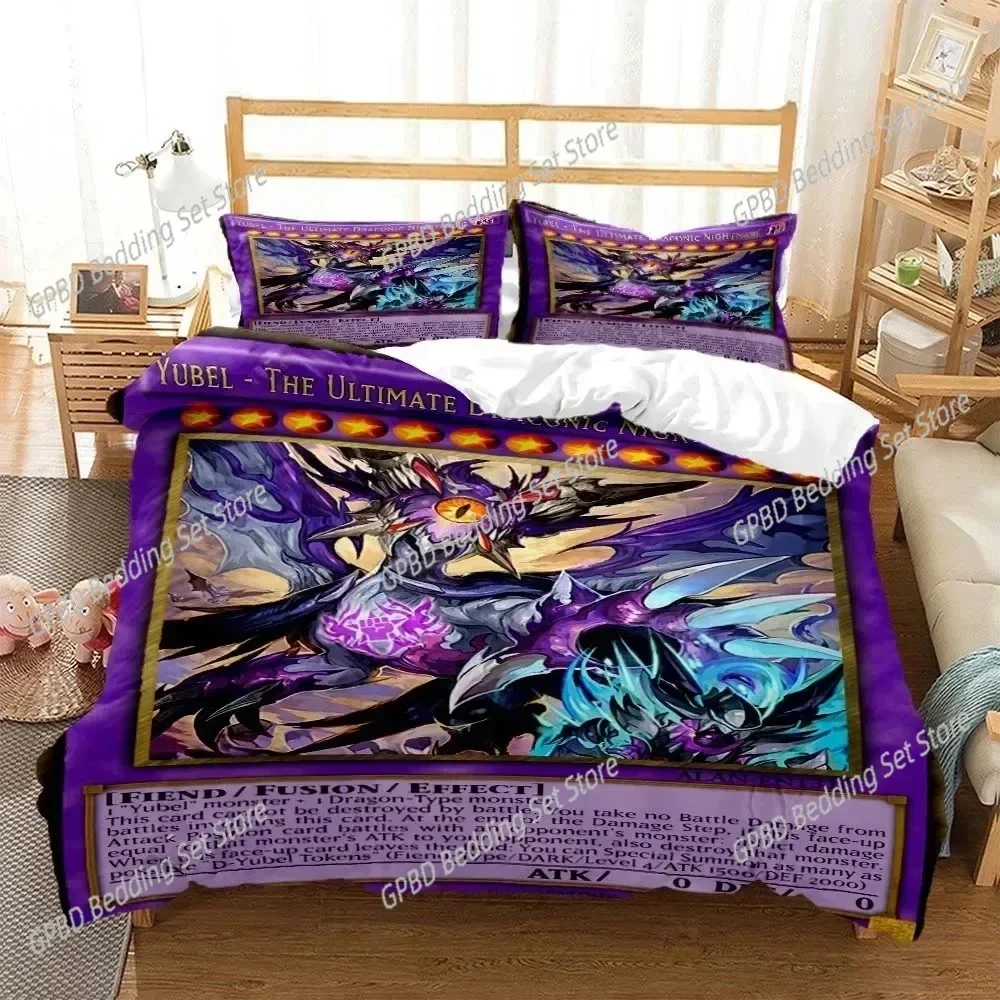 Anime Yu-Gi-Oh Game Card Comfortable Duvet Quilt Cover Pillowcase Bedding Set Children Bedroom Decoration Home Textile