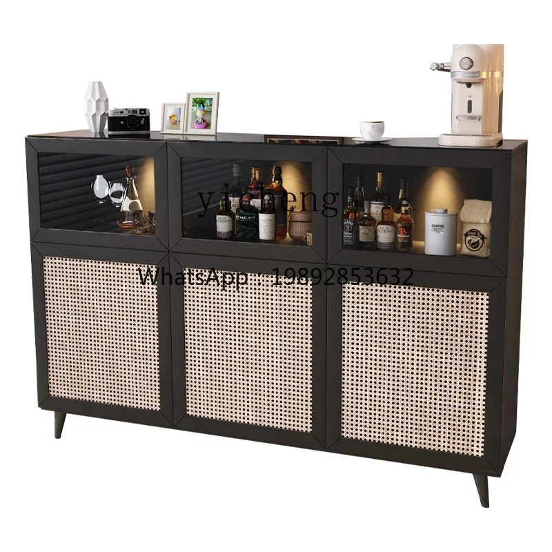 

TT rattan dining side cabinet medium antique wine cabinet tea black retro coffee side cabinet