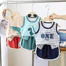 Children's Vest Set Pure Cotton Summer New Baby Sleeveless Clothes Boys Shorts Girls Clothing Children's Clothing