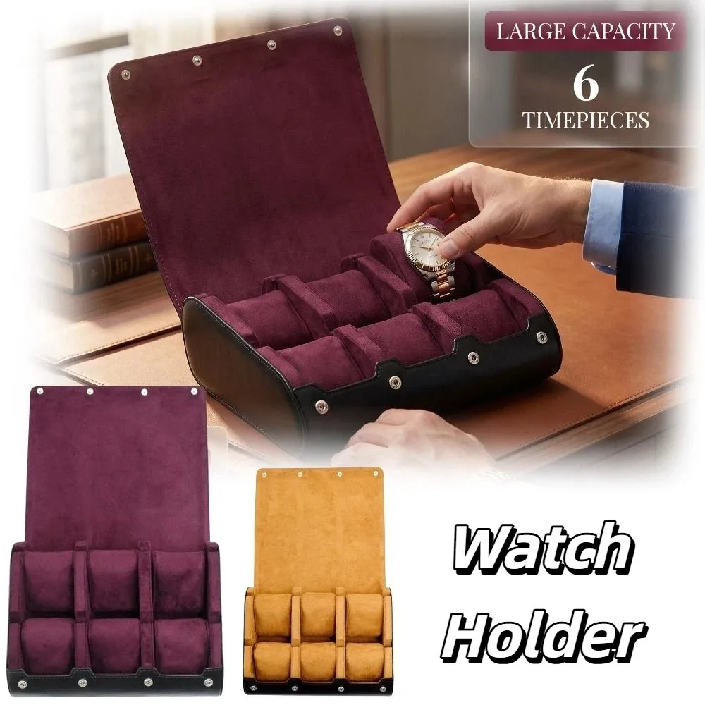 PU Leather Watch Display Box 6 Compartment Classic Style Watch Storage Holder Watch Storage Watch Case Organizer Organizer Box