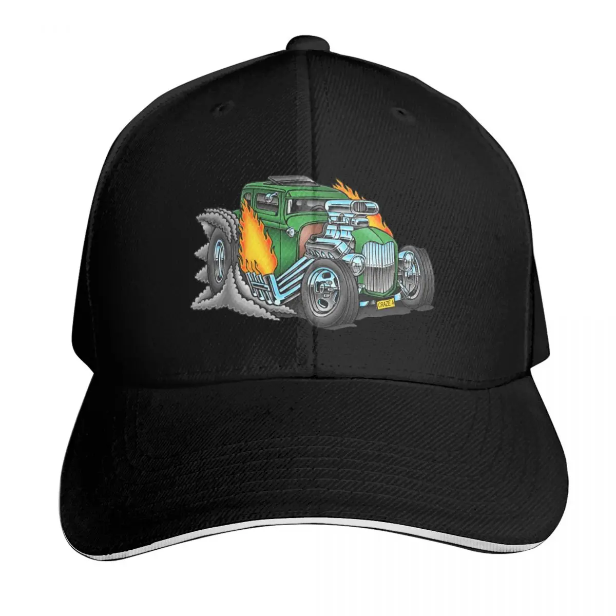 Benjamins Hot Rod Baseball Cap Breathable Mesh Back Adjustable Buckle Closure Moisture Wicking Quick Dry