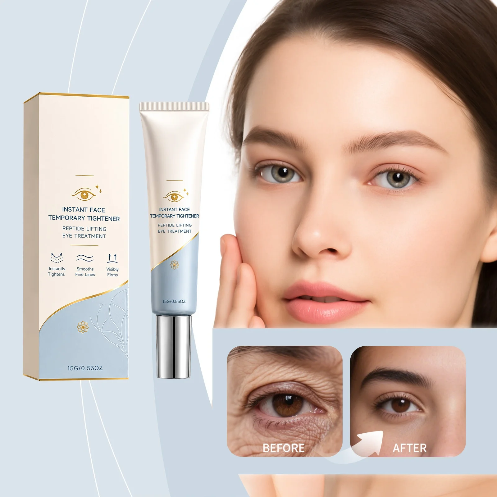 Crema Esencia Reafirmante para el Contorno de Ojos, Refrescante, de Larga Duración, Hidratante y Suavizante