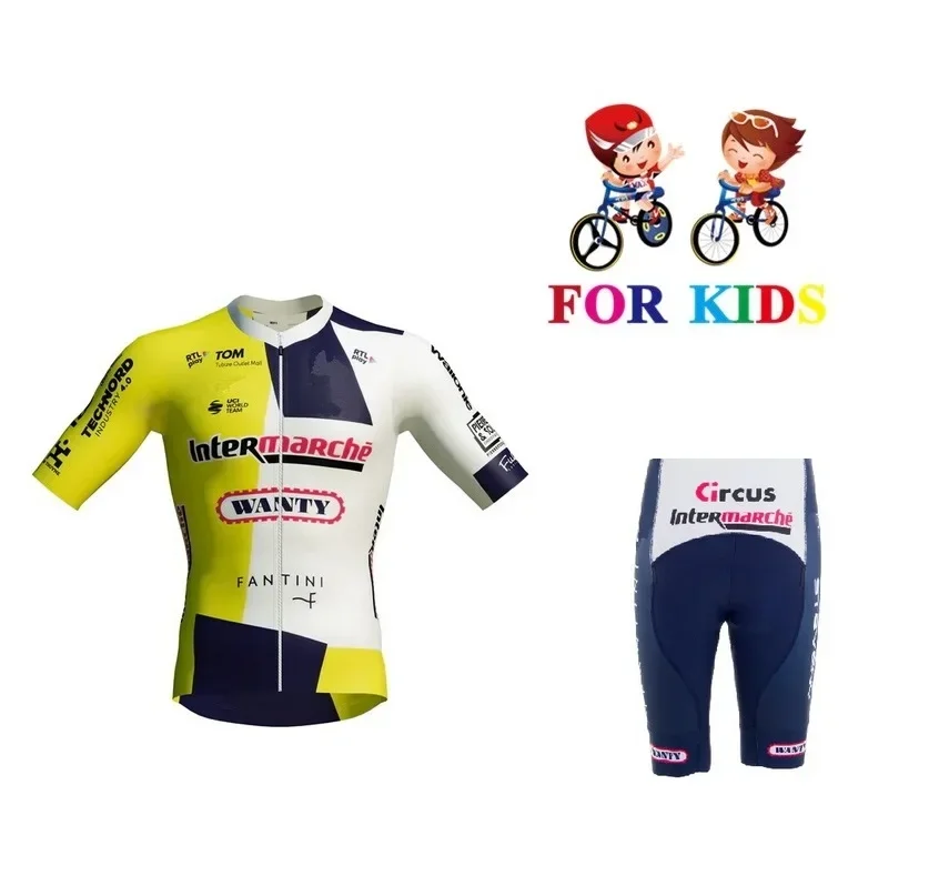 KID'S 2024 INTERMARCHÉ-WANTY TEAM Children Cycling Jersey Short Sleeve Bicycle Clothing With Shorts Ropa Ciclismo