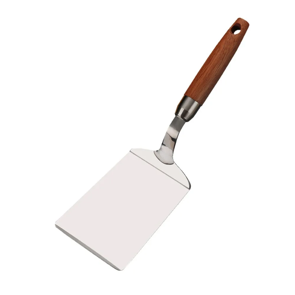 Stainless Steel Spatula with Wooden Handle Steak Griddle Spatula for Turning Serving Egg BBQ Fish Cake Burger Kitchenware