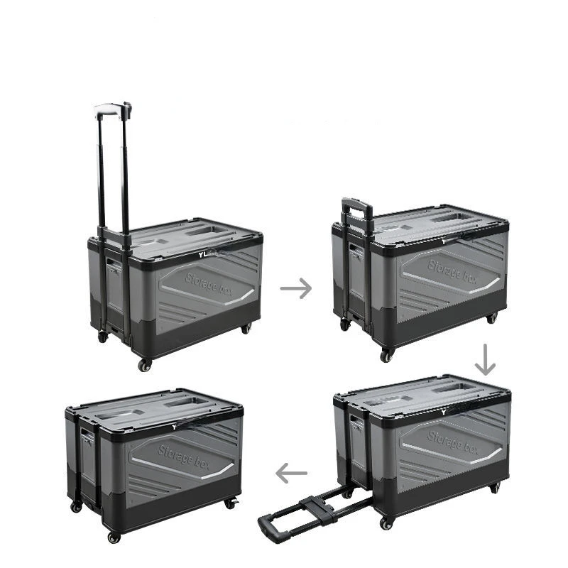 Car Trunk Large Capacity Storage Car Storage Box Car Folding Does Not Take Up Space Trunk Storage Bin Trolley with 4 Wheels