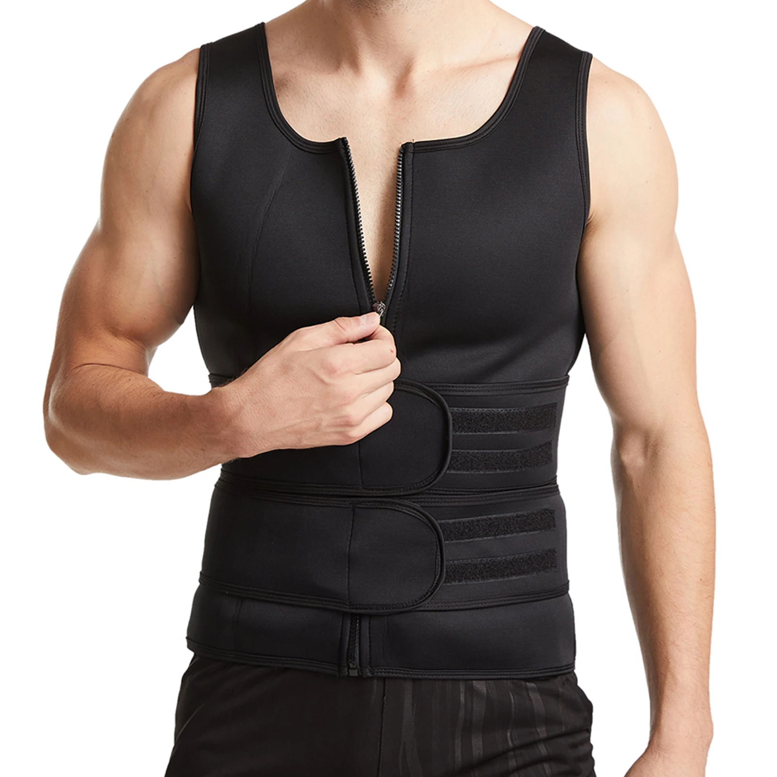 Sauna Vest Men’s Body Slimming Vest Comfortable Sauna Workout Zipper Suit Waist Trainer For Men Gym Workout Sports