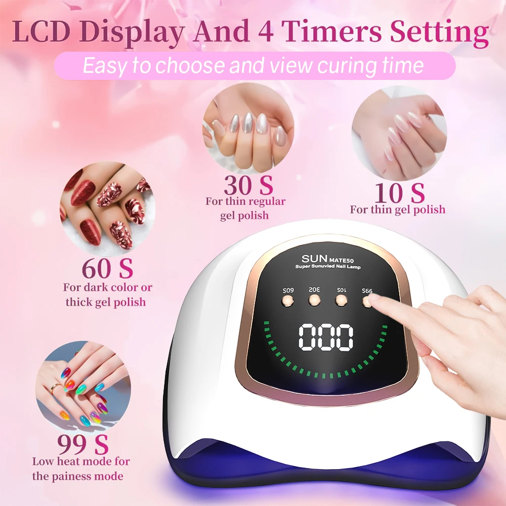 380W 72LEDS UV LED Nail Drying Lamp For Curing Gel Polish 4 Setting Timers UV Nail Lamp Professional Nail Light Automatic Sensor