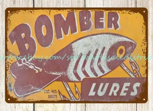 Bomber fishing lures baits metal tin sign family inspirational wall art