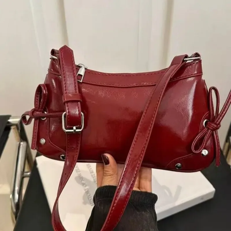 

European American Soft Leather Shoulder Bag, Bow Armpit Bag, Versatile Single Shoulder Bags, Fashionable Handbag Women for Daily