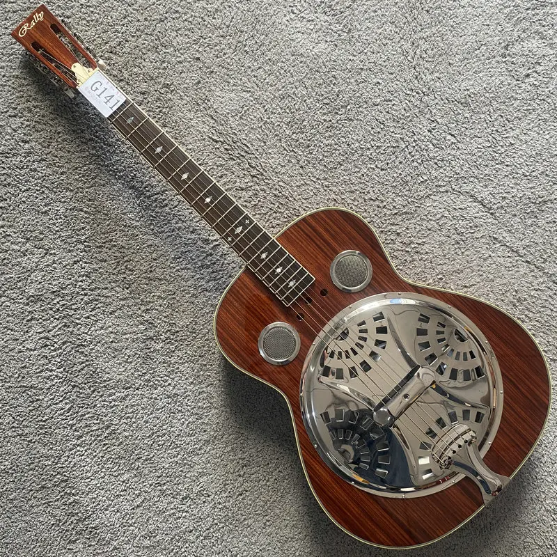 G141 Korea Rally Round Neck Dobro Guitar Steel Strings Natural KOA Body 19 Frets Resonator Guitart Stock Items Sales Price
