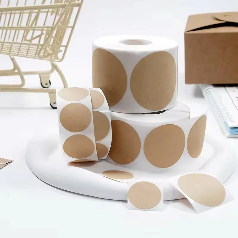 1-5 Pcs/Roll Kraft Round Self-Adhesive Label Paper Items Classification Name Stickers Personalized Labels For Office Home School