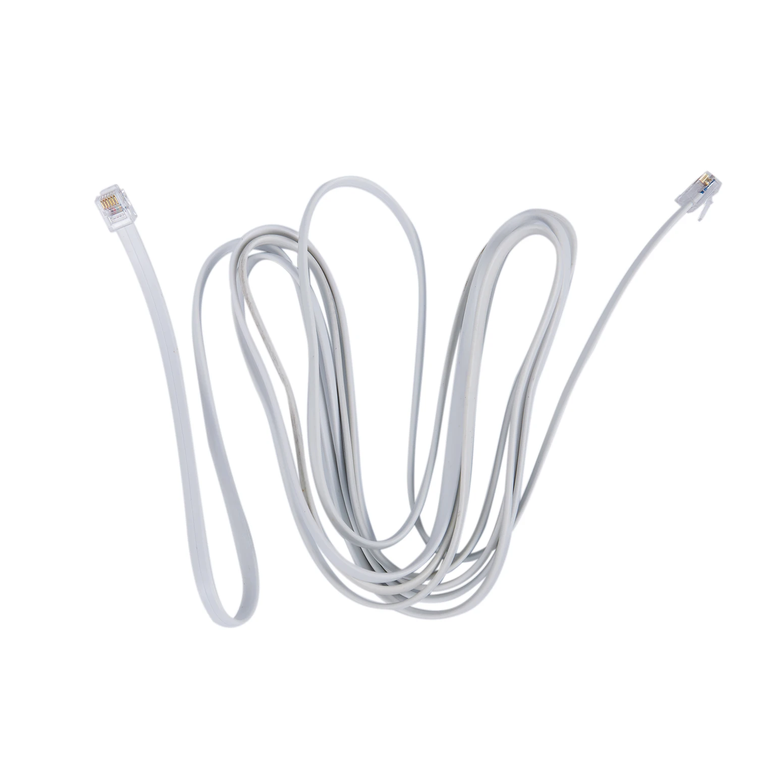 A49T 6P6C RJ11 Telephone Extension Fax Modem Cable Line 9.8Ft Length White