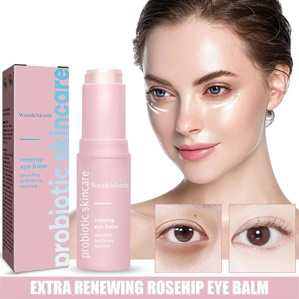 Crema para ojos de rosa mosqueta Extra renovadora para mujer, bálsamo hidratante para estiramiento facial, antihinchazón, elimina el ojeras, cuidado de los ojos, 1 Uds.