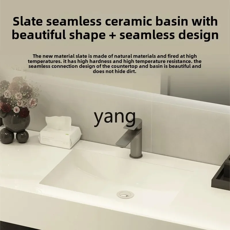 LTT simple bathroom cabinet combination bathroom washstand rock slab hot bending integrated basin