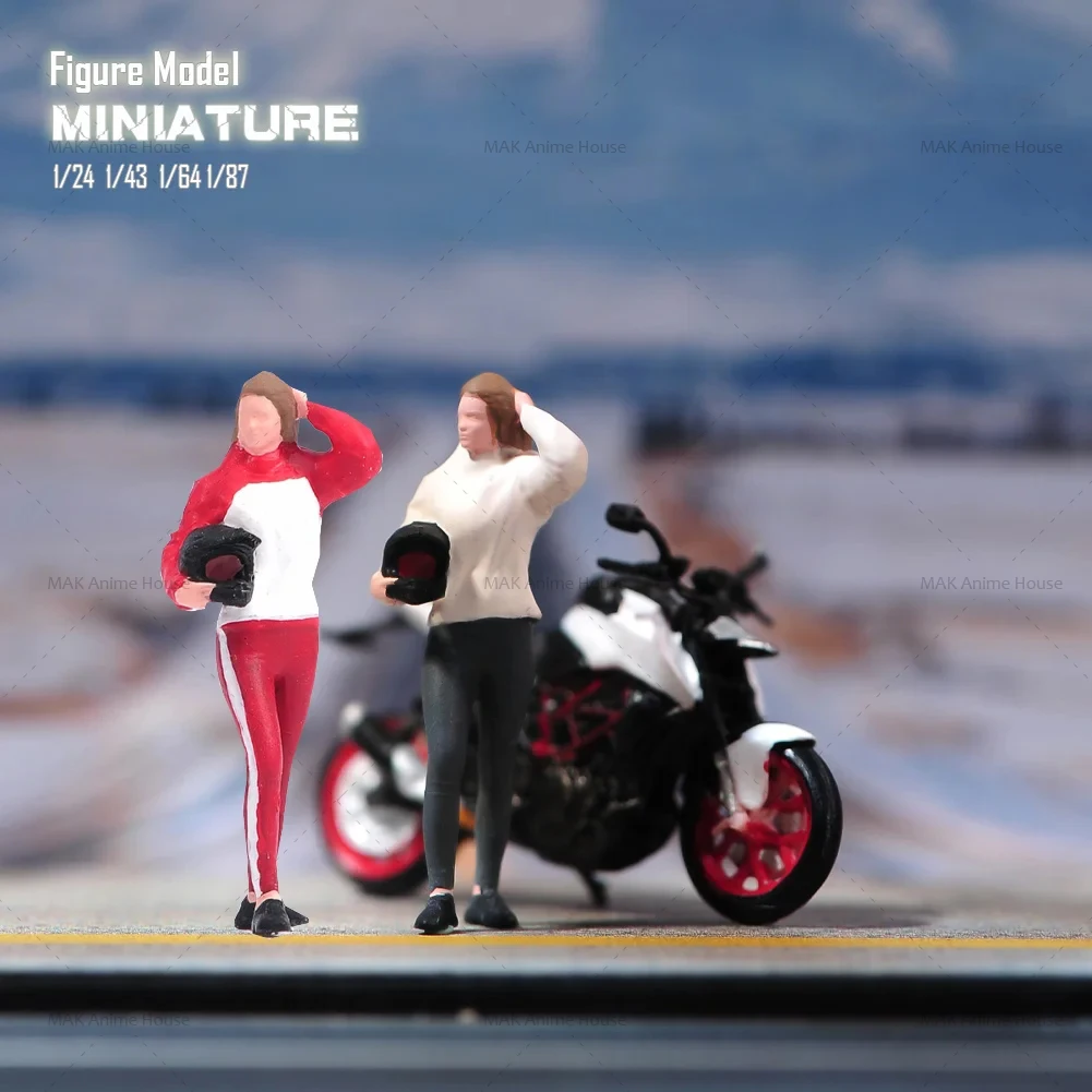 Miniatures 1/64 1/43 1/87 1/24 1/18 Handsome motorcycle beauty Doll Unpainted Model Home Scene Creative Photography Car Toys