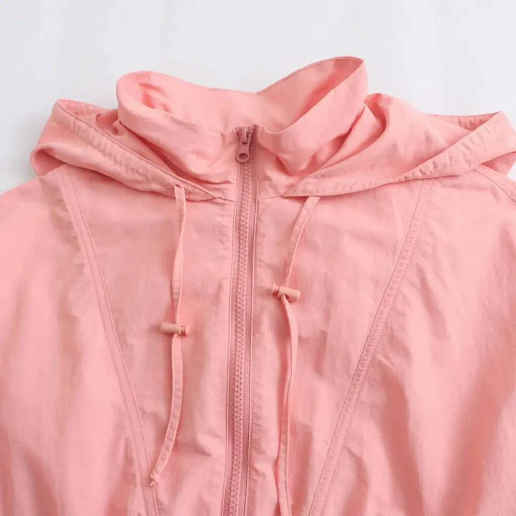

Spring New Women's Long-Sleeved Hooded Jacket Pink Slim-Fit Fashion Short European And American Style Wholesale Trade