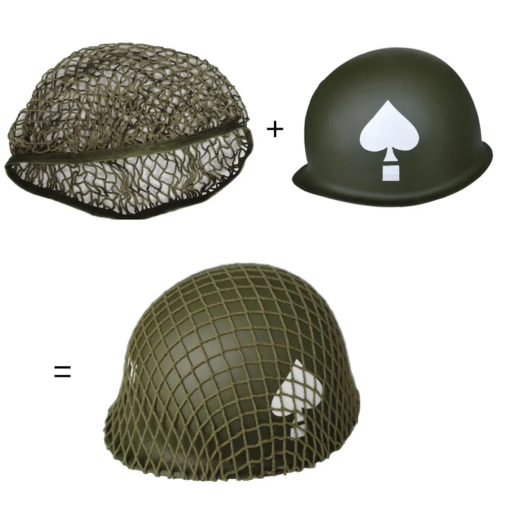 WW2 M1 Helmet Peach Style Metal Casque Double Layer Protection M1 Casque Net Cover Peach Metal Helmet