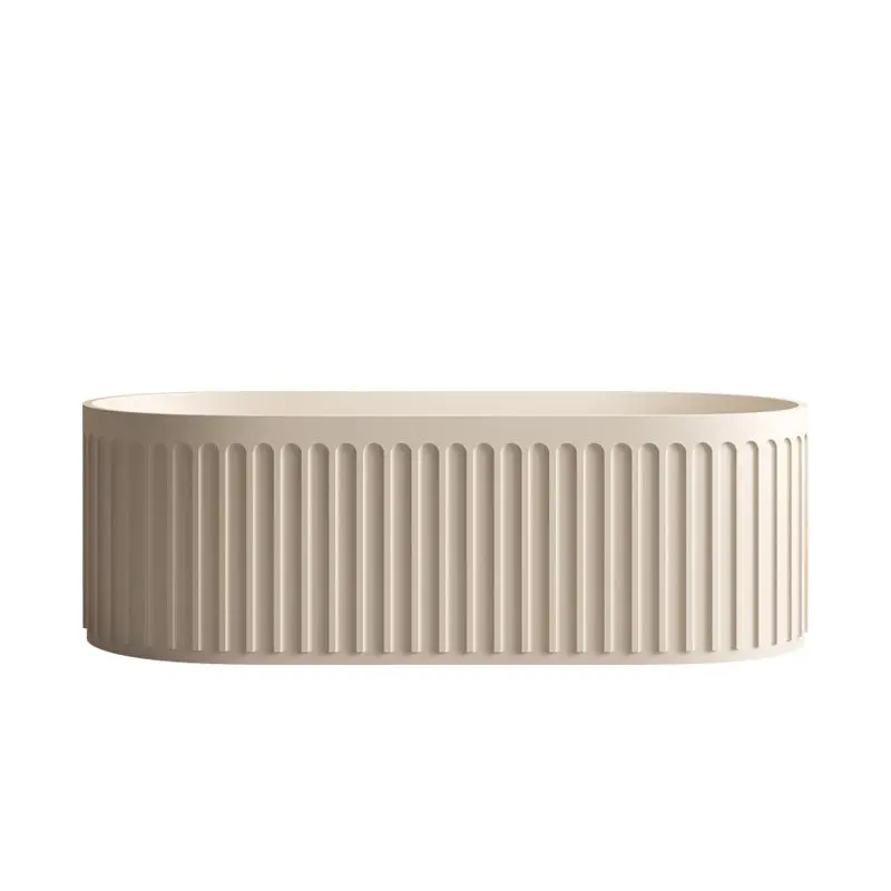AA Milk coffee integrated freestanding bathtub hotel for couples double oval type Qimei stone bathtub