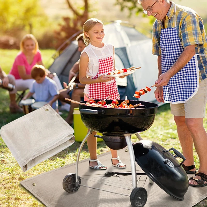 Manta ignífuga para acampar, estera resistente al calor de fibra de vidrio de primera calidad, cojín protector para Picnic, barbacoa, cojín resistente al fuego para exteriores