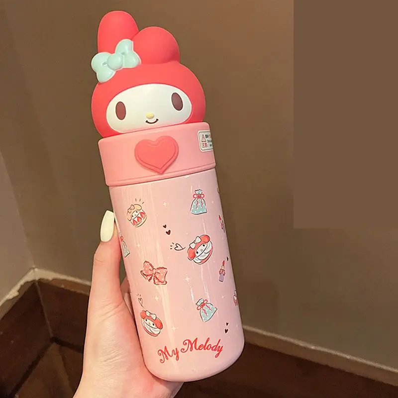 Sanrio-botella de agua con dibujos animados para niños, Hello Kitty, Cinnamoroll, Kuromi, My melody, taza de agua aislada Kawaii de acero inoxidable