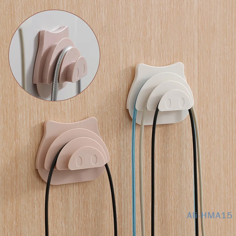 

Cute Pig Shaped Wall Hooks Multilayer Self Adhesive Bag Skipping Rope Headphone Data Cable Hook Storage Holder Door Back Hanger
