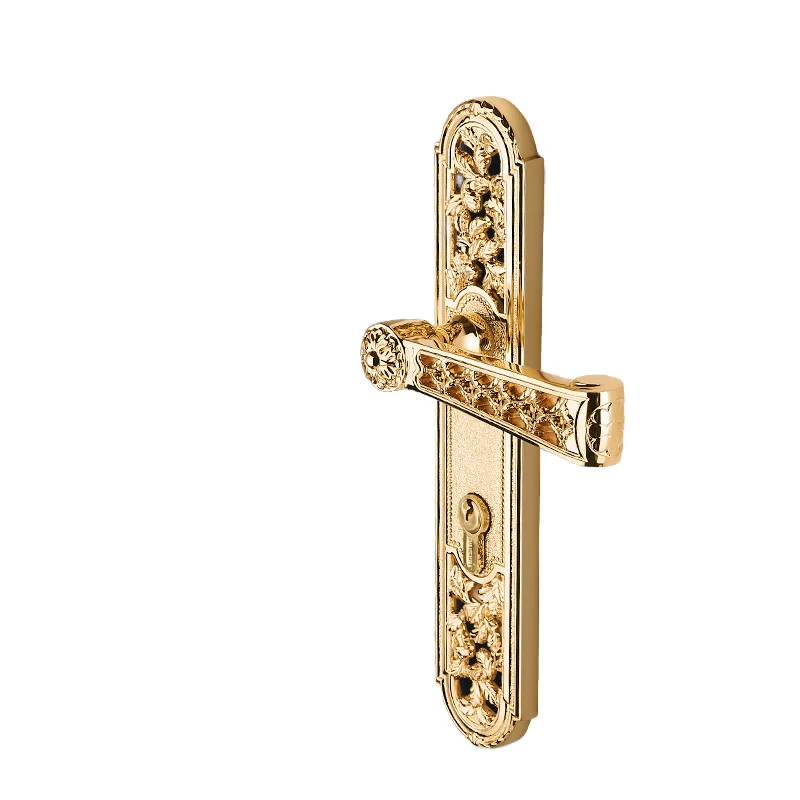 European light luxury villa carved door handle cabinet handle brass gold antique country cabinet handle