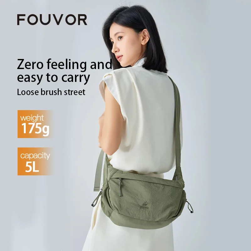 FOUVOR Women Waterproof Durable Nylon Shoulder Bag 2026 Trend Buckle Design Side Drawstring Pouch Casual Canvas Handbag 3059-09