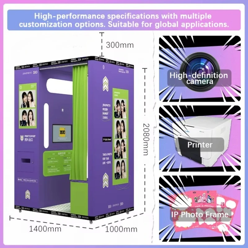 customized mobile coin operated photo booth high definition instant print kiosk for road show fair commercial rental purchasers