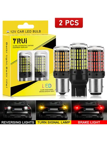 YiRui 2pcs 12-48V New LED Bulbs 144smd Lamp Reverse Turn Signal Light BA15S P21W BAU15S PY21W 7440 W21W P21/5W 1157 BAY15D