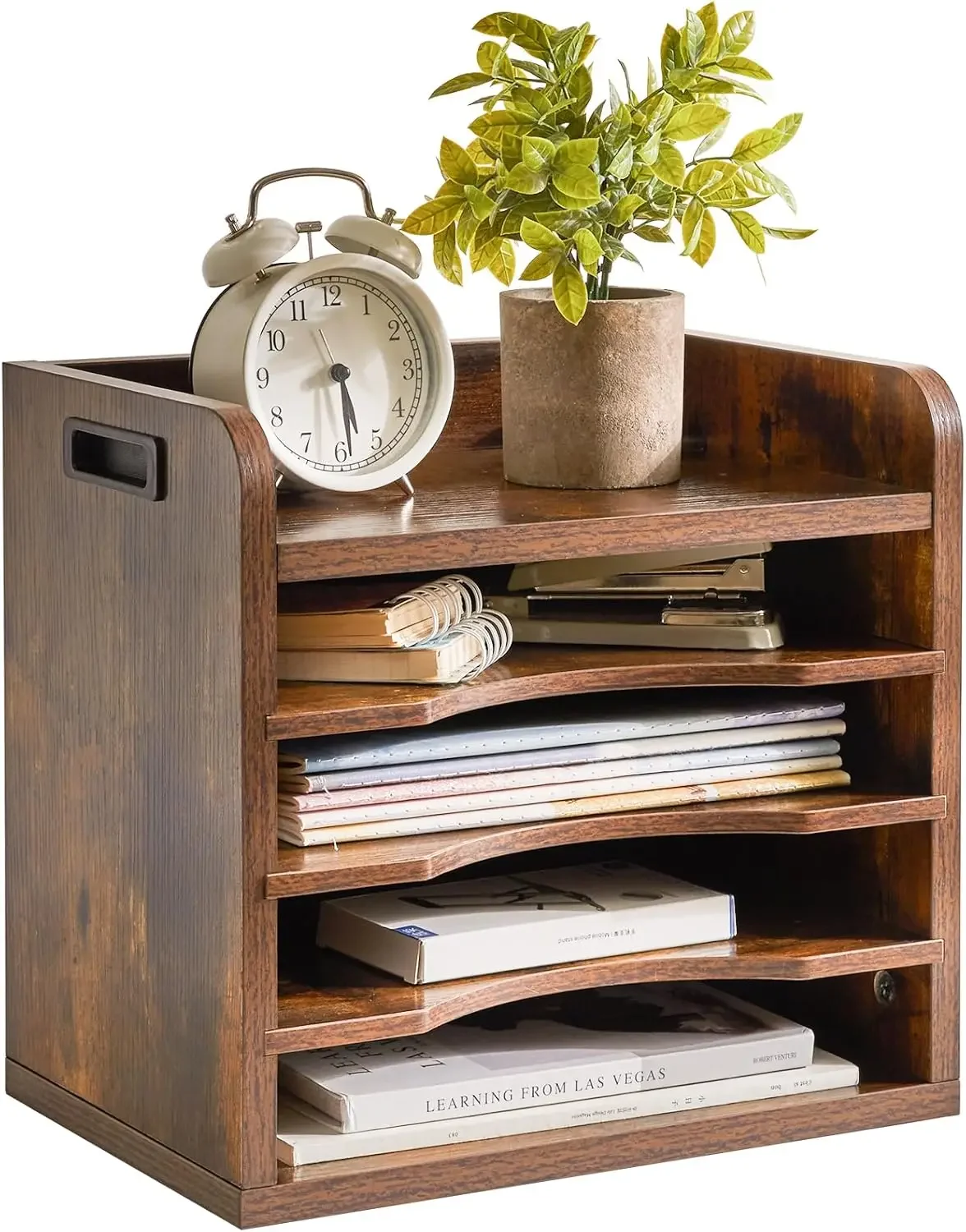 Desktop File Organizer Adjustable Shelves Paper Holder School Home Office Desk