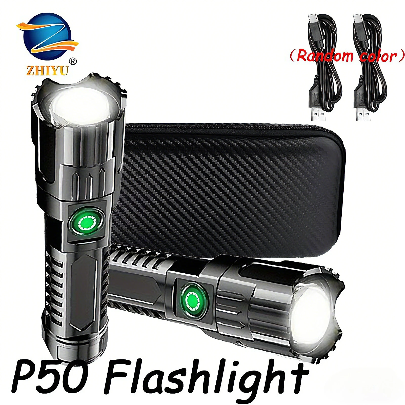 

High Power XHP50 Led Flashlight Rechargeable Retractable Flashlight Digital Zoom USB Hand Light for Camping Outdoor and Emerge