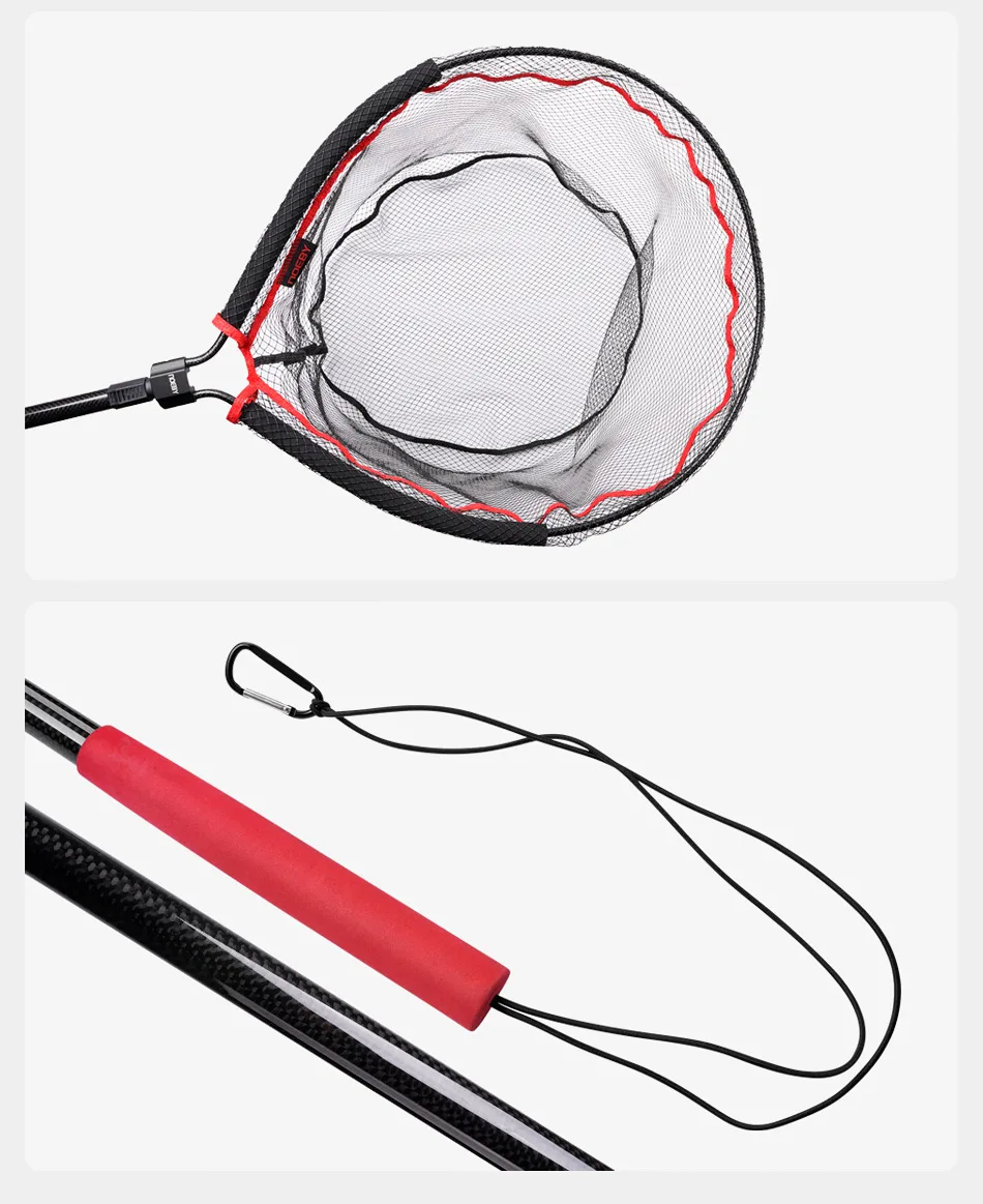 NOEBY Folding Landing Net 60cm×50cm Carbon Handle Floating Net 122cm Boat Float Tube Fishing Tackle