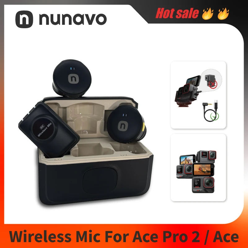 wireless microphone mic for Insta360 ace pro2/ace pro/ace ai action 360 camera mic audio no need mic adapter camera Accessory