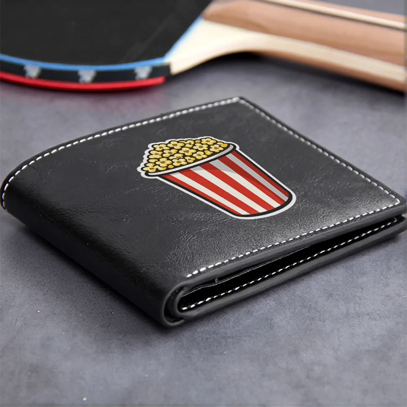 Popcorn Bucket Design PU Leather Wallet for Men Slim Lightweight Durable Business Style Fashion Accessory