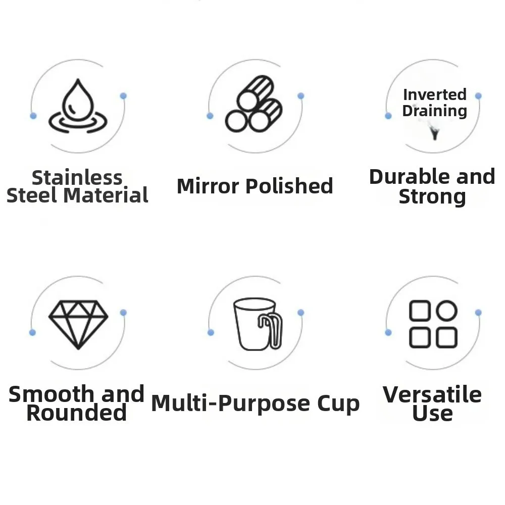 Durable Stainless Steel Mouthwash Cup Anti-rust Minimalist Toothbrush Storage Cup with Handle Inverted Tooth Brushing Cup Travel