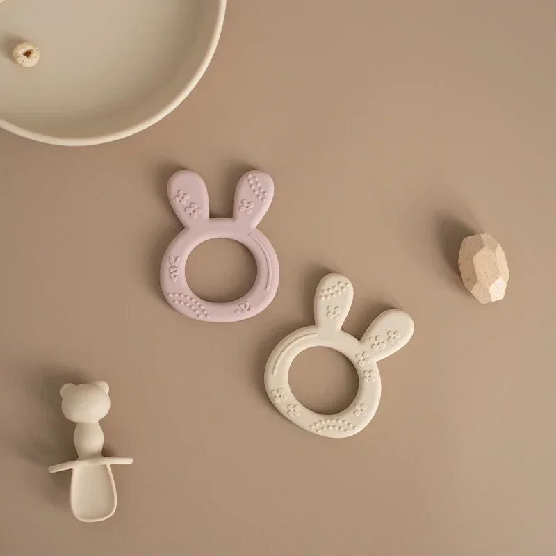 Soft Silicone Teethers for Babies Cartoon Rabbit Shape Sensory Teething Toys BPA Free Infant Chewing Molar Toy Baby Accessories