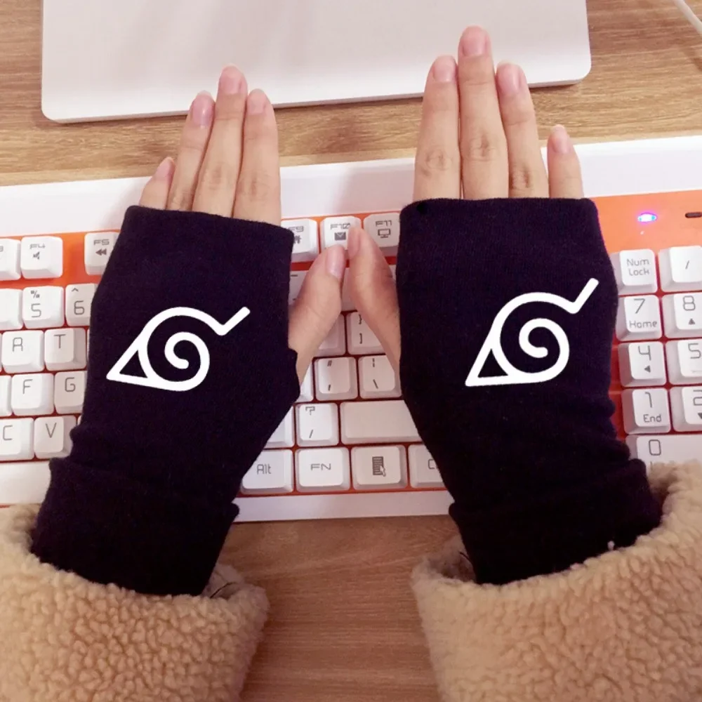 Anime Naruto Luminous Gloves Akatsuki Bandana Wrist Sweatband Cosplay Itachi Fingerless Luminous Wrist Gloves Halloween Gift